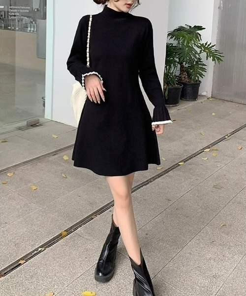 Ritomo De Ricco ワンピース Aラインリトルブラックニットドレス