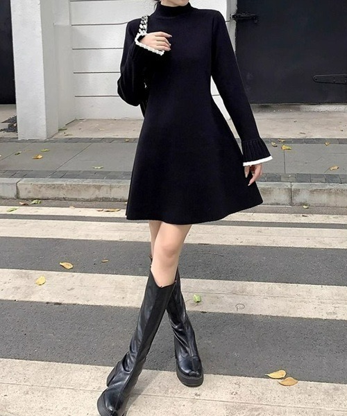 Ritomo De Ricco ワンピース Aラインリトルブラックニットドレス