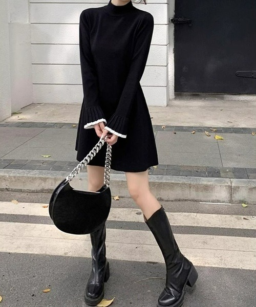 Ritomo De Ricco ワンピース Aラインリトルブラックニットドレス