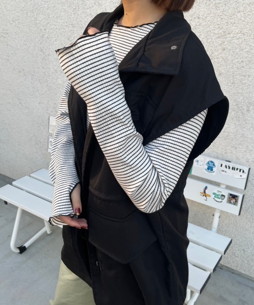 「nemne store」 ナイロンブルゾン MEDIUM カーキ レディース_画像8