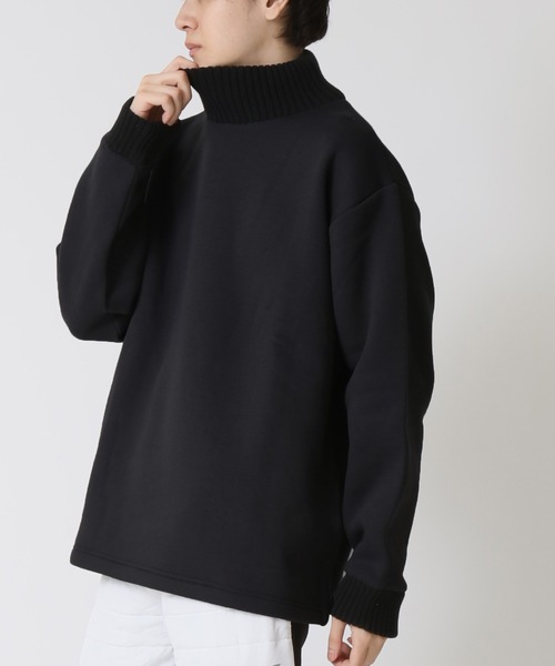 BRIEFING 裏起毛ブラック タートルネックトレーナー ARCADE（アーケード） tシャツ リブ使い ハイネック 裏起毛ニット