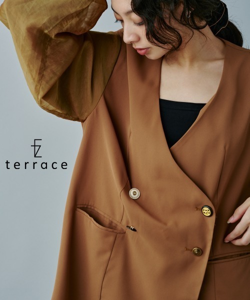 terrace ジャケット テーラードジャケット MA-1オーガンジーバルーン 