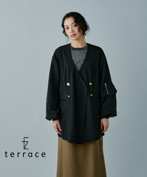 terrace ジャケット テーラードジャケット MA-1オーガンジーバルーン