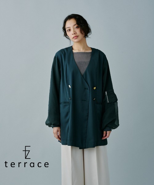 terrace ジャケット テーラードジャケット MA-1オーガンジーバルーン