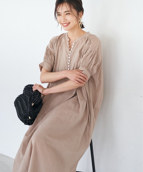 「RIVE DROITE」 半袖ワンピース FREE ベージュ レディース_画像4