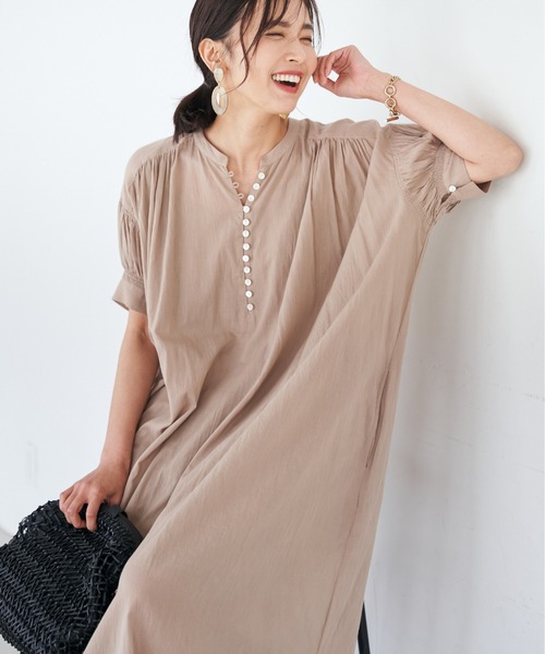 「RIVE DROITE」 半袖ワンピース FREE ベージュ レディース_画像8
