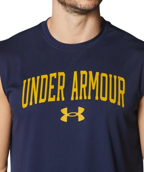 「UNDER ARMOUR」 ノースリーブトップス S ネイビー メンズ_画像4