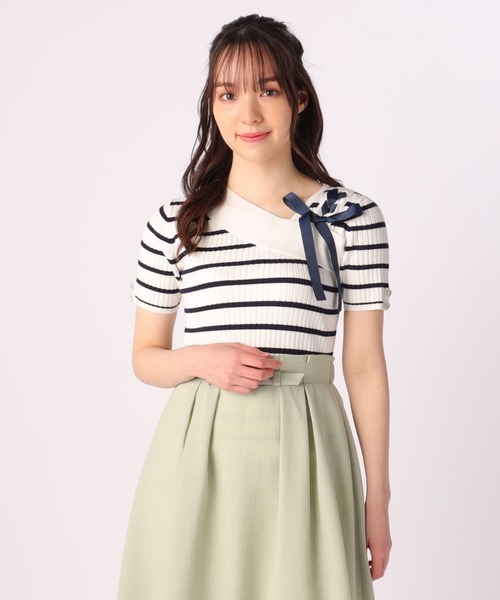 「LAISSE PASSE」 半袖ニット MEDIUM ピンクベージュ レディース_画像2