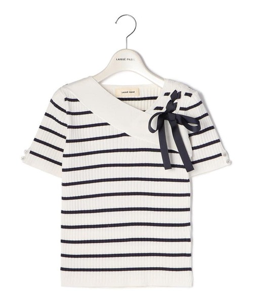 「LAISSE PASSE」 半袖ニット MEDIUM ピンクベージュ レディース_画像7