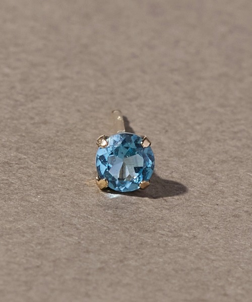 JUPITER ピアス 「片耳」「K10」天然石ラウンドカット一粒ピアス/定番
