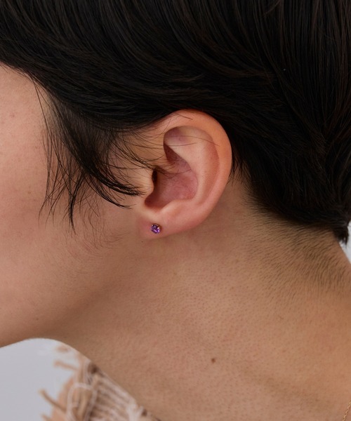 JUPITER ピアス 「片耳」「K10」天然石ラウンドカット一粒ピアス/定番
