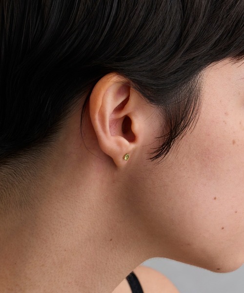 JUPITER ピアス 「片耳」「K10」天然石ラウンドカット一粒ピアス/定番