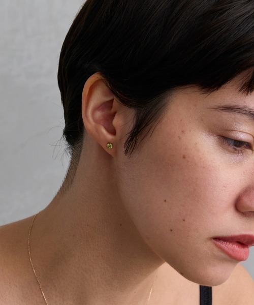 JUPITER ピアス 「片耳」「K10」天然石ラウンドカット一粒ピアス/定番