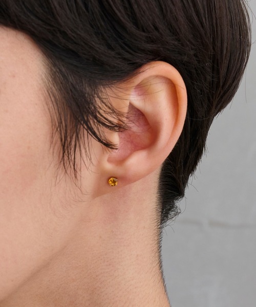 JUPITER ピアス 「片耳」「K10」天然石ラウンドカット一粒ピアス/定番