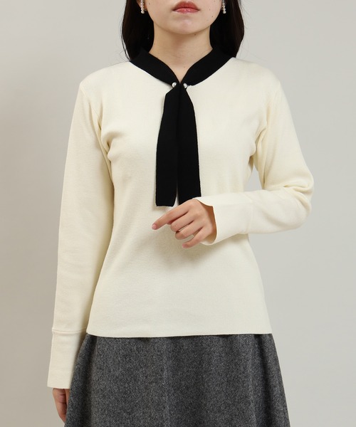 「ASTORIA ODIER」 長袖ニット MEDIUM ホワイト×ブラック レディース_画像8