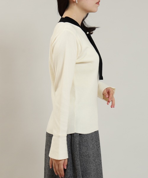 「ASTORIA ODIER」 長袖ニット MEDIUM ホワイト×ブラック レディース_画像9