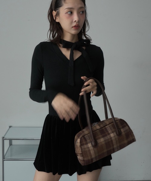 Nadana ボストンバッグ チェック柄ボストンバッグ レディース 