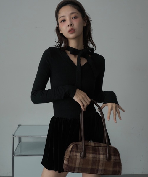 Nadana ボストンバッグ チェック柄ボストンバッグ レディース 