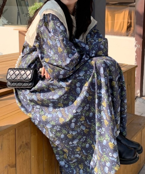 Diosfront ワンピース 配色セーラーカラー花柄ワンピース : ZOZOTOWN