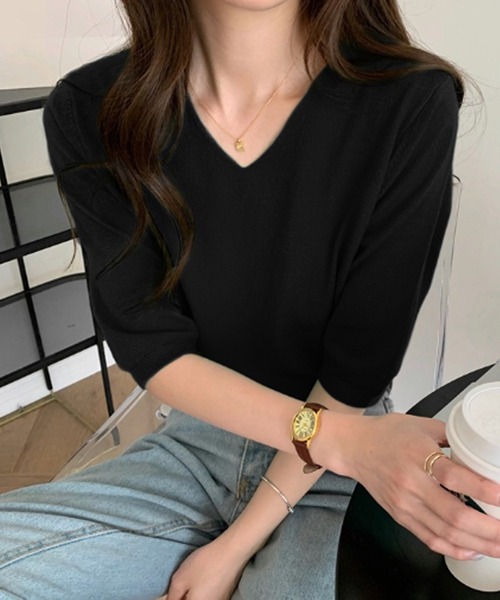 「Amulet」 半袖ニット F グリーン レディース_画像6