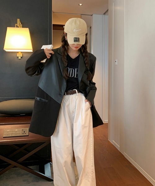 YohjiYamamoto1996AWレザー切替テーラード ジャケットアーカイブ ジャケット テーラードジャケット フェイクレザー切り替えオーバー