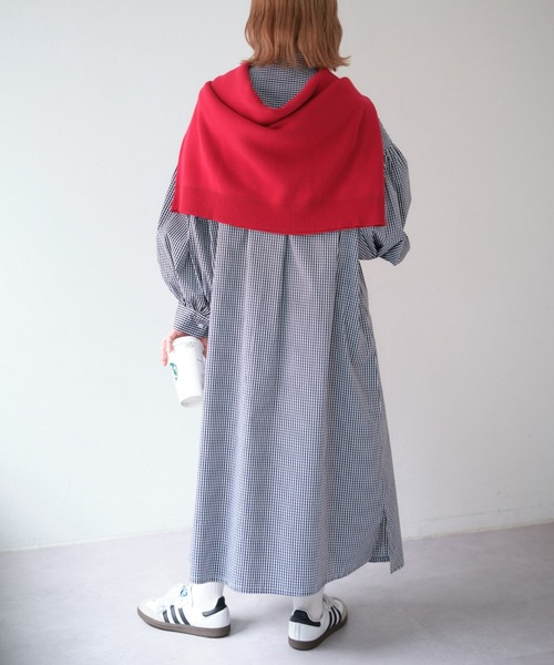 「GEVACO」 長袖ワンピース ONE SIZE ネイビー レディース_画像4