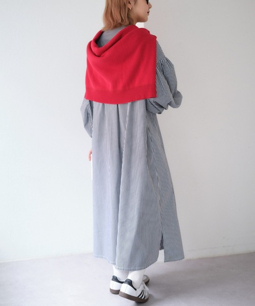 「GEVACO」 長袖ワンピース ONE SIZE ネイビー レディース_画像5