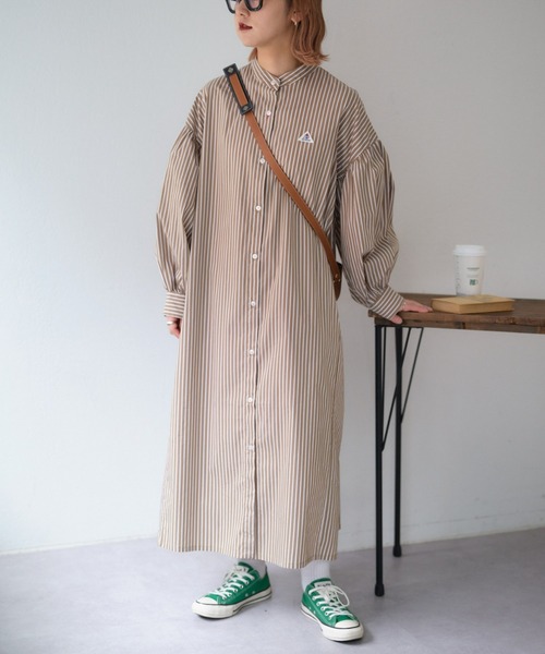 「GEVACO」 長袖ワンピース ONE SIZE ネイビー レディース_画像6