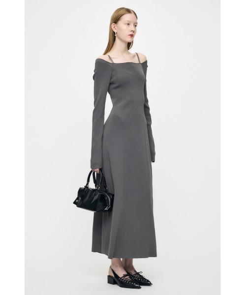 MOUSSY（マウジー） ワンピース 「26年SS新作」OPEN NECK KNIT LONG
