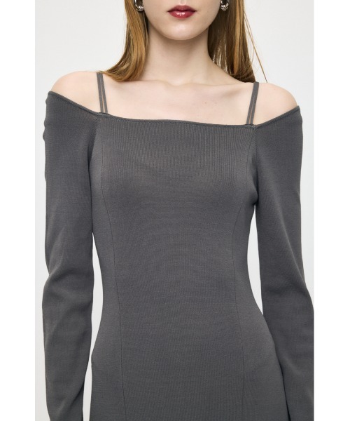 MOUSSY（マウジー） ワンピース 「26年SS新作」OPEN NECK KNIT LONG