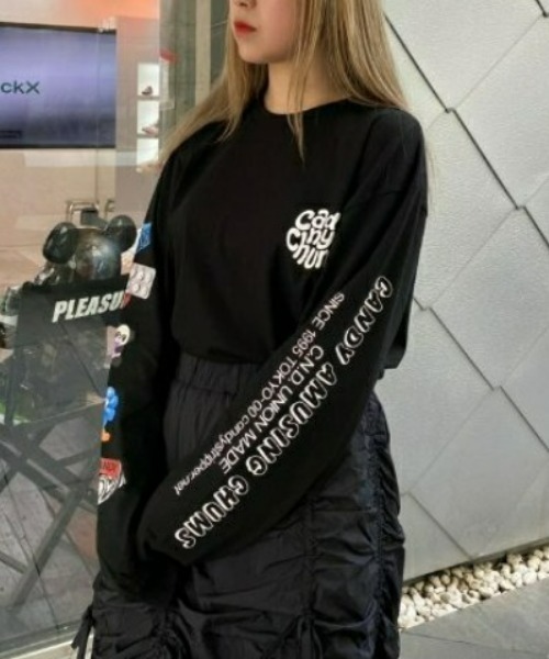 「Candy Stripper」 長袖カットソー 2 グレー レディース_画像3