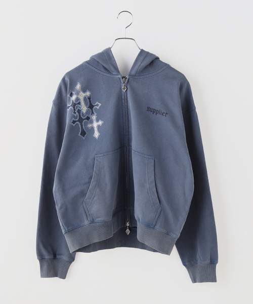 SUPPLIER（サプライヤー） パーカー Cross Rhinestone Zip Hoodie