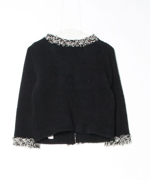 「Unaca」 刺繍ノーカラージャケット 38 ブラック レディース_画像2