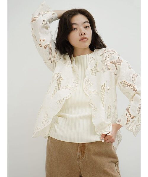 コート アウター Floral lace blouse レディース