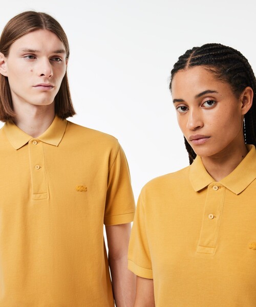 「LACOSTE」 半袖スポーツシャツ M 黄色 レディース