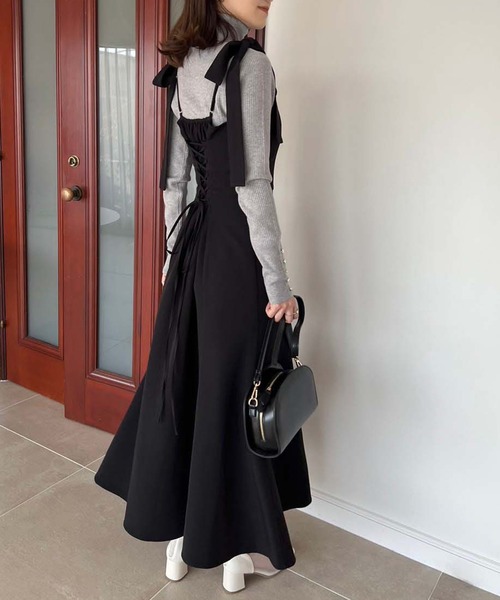 「one after another NICE CLAUP」 キャミソールワンピース MEDIUM ブラック レディース_画像9