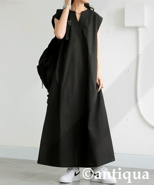 「antiqua」 ノースリーブワンピース ONESIZE オレンジ レディース_画像5