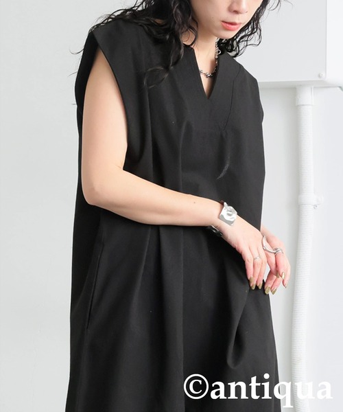 「antiqua」 ノースリーブワンピース ONESIZE オレンジ レディース_画像7