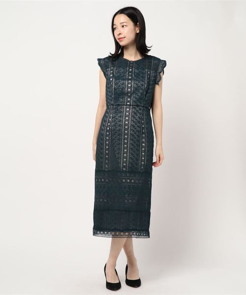 ガントな ドレス Paypayモール店 通販 Paypayモール 幾何学模様柄ケミカルレース使い