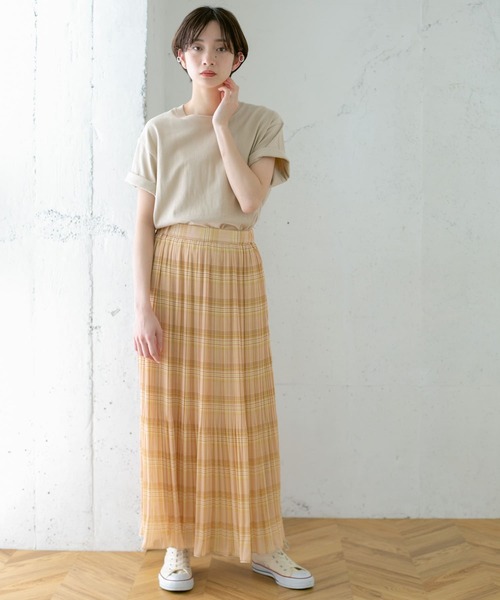 KBF（ケービーエフ） ロング スカート チェック消しプリーツスカート