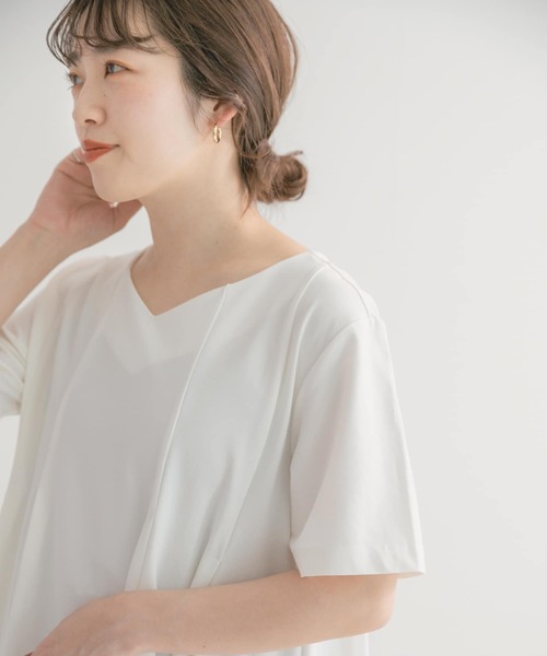 などの ワンピース 通販 Paypayモール Vネックタックワンピース Zozotown Paypayモール店 グリーン