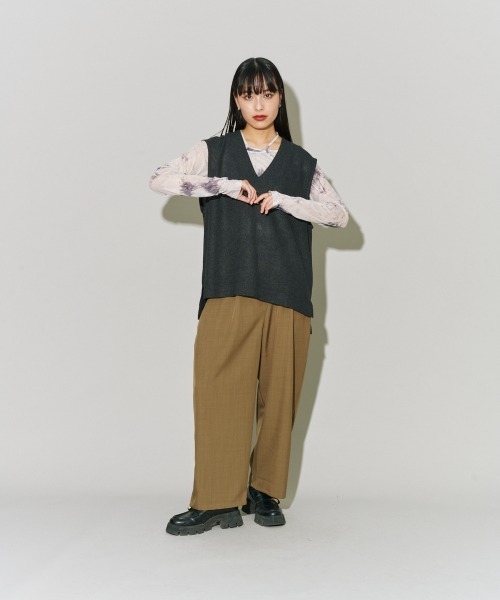 cygne シーニュ リネン ジレ ベスト ベージュ 大人のレイヤード セール】 【CLASSY.6月号掲載/洗える】リネンレーヨンストレッチ ジレ