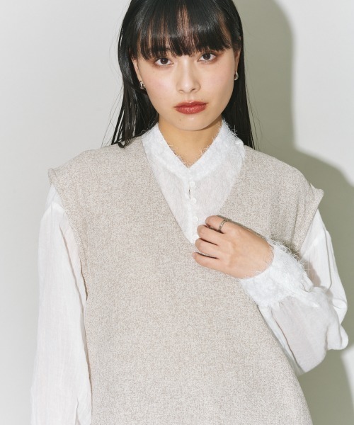 terrace ベスト ジレ レイヤードリネンライクベスト レディース
