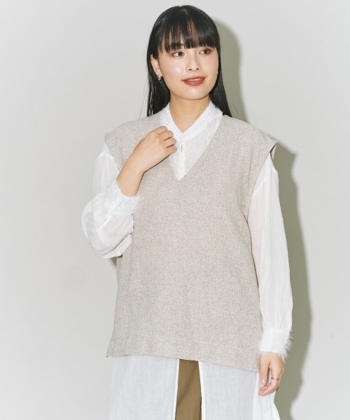 terrace ベスト ジレ レイヤードリネンライクベスト レディース