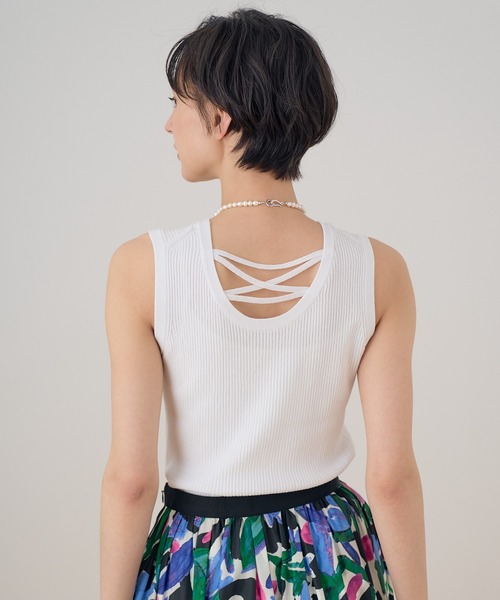 ANAYI ニット レーヨンラメノースリーブ プルオーバー