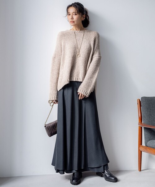 美品 23区 ベビーアルパカ クロップド ニット モカベージュ Ｍ相当 ウール混 23区（ニジュウサンク） ニット セーター 「滝沢眞規子さん着用