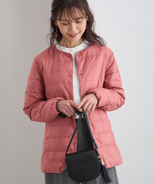 ノーカラー ピンクジャケット BELLUNA PLUS（ベルーナプラス） ジャケット ノーカラージャケット