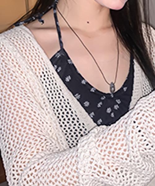 DiamondHearts カーディガン メッシュ クロップド レディース