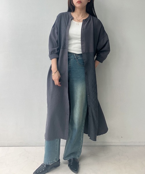 ✴︎リメイクワンピース＊アマチュナル☆ゆったり＊スポーツミックス＊トップス セール】一つボタンスキッパーチュニックワンピース（ワンピース