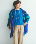 ストール マフラー カシミヤ チェック ストー...の詳細画像1